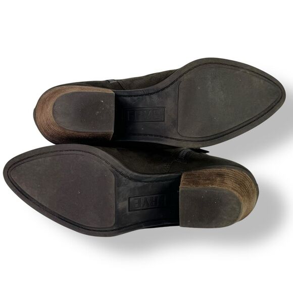 Frye Judy Ankle Boots Short Booties Brown Leather Double Side Zip Womens 7 M - Picture 8 of 13